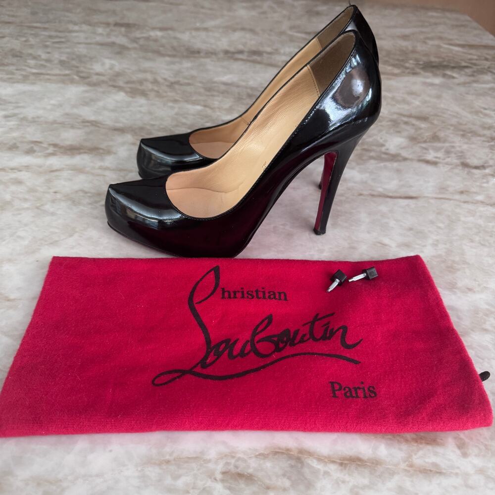 Christian Louboutin Black Patent Leather High Heeled shoes  size 37 - Picture 6 of 13